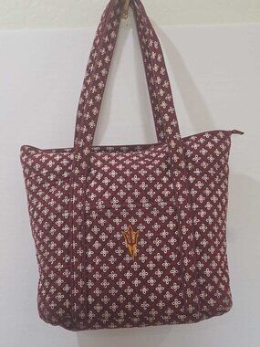 Vera Bradley Arizona State Sun Devils Quilted Tote Bag Maroon ASU, 17.25 x 14"